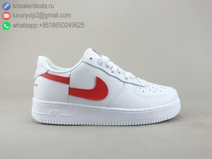 NIKE AIR FORCE 1 LOW '07 WHITE RED UNISEX LEATHER SKATE SHOES